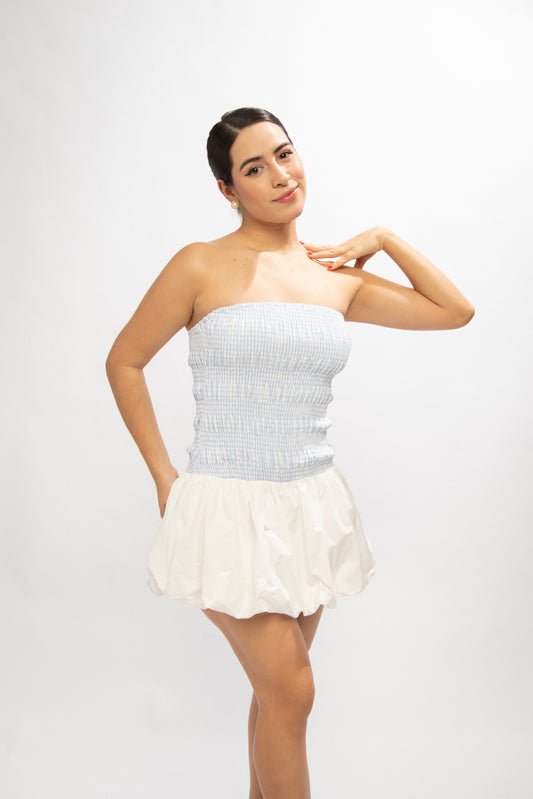 Vestido Blanco Escote Hombros