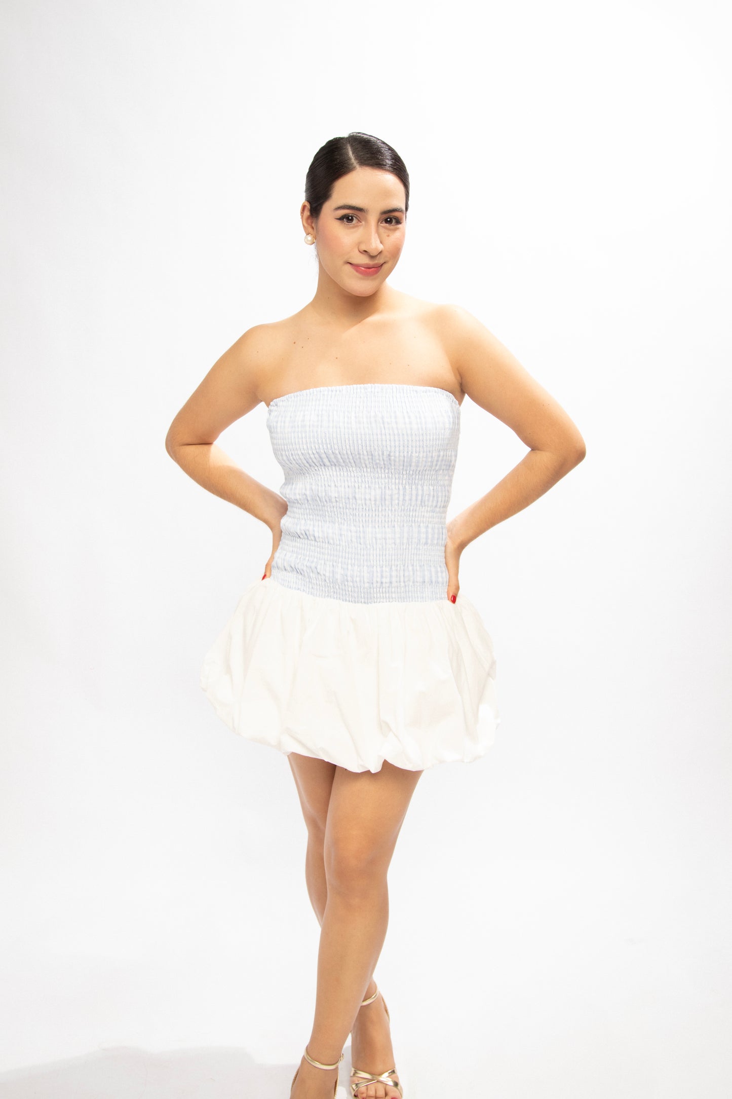 Vestido Blanco Escote Hombros